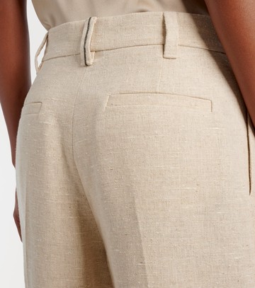 Brunello Cucinelli Cropped linen and silk-blend wide-leg pants