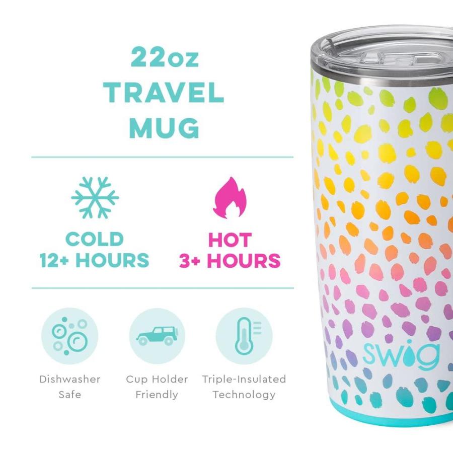 Swig Life 22oz Tall Travel Mug with Handle and Lid, Cup Holder Friendly, Di