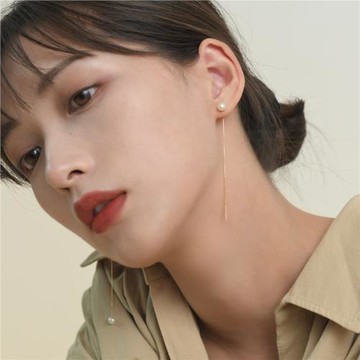 L.Bardeen10K黃金正品珍珠耳環氣質小眾設計耳鏈長款耳飾送女禮物