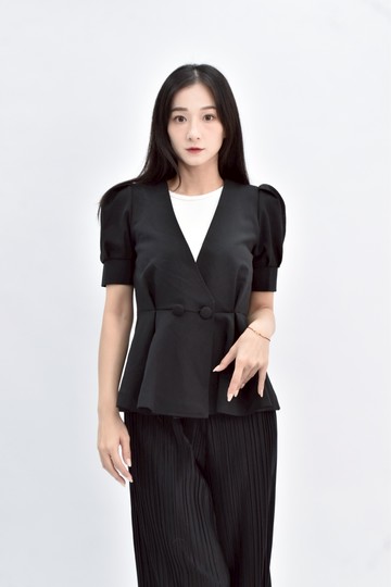 (S) 【德馨私服】shang yi質感短袖黑色外套