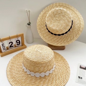 【Fee隔日到貨2色】蕾絲鏤空圓形鈎花編織感平頂草帽🔥防曬帽 遮陽帽 沙灘帽 度假草帽 秋冬帽子 棉麻 透氣系 法式帽