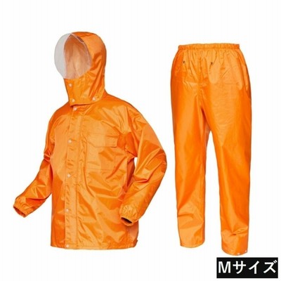 カジメイク ディフェンド レインスーツ Mサイズ [合羽 カッパ レインコート 防水 雨具 作業着 通勤 通学 メンズ レディース 男女兼用 上下セット] オレンジ 3293