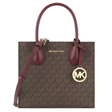 MICHAEL KORS 經典滿版風琴包 手提斜背包 防刮PVC皮革 側背包 手提包 M87864 酒紅色MK(現貨)▶指定Outlet商品5折起☆現貨【送禮首選★APP下單點數4倍送】