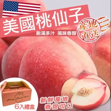 【果之蔬】美國加州桃仙子水蜜桃X2盒(大顆6入禮盒/每顆250g)