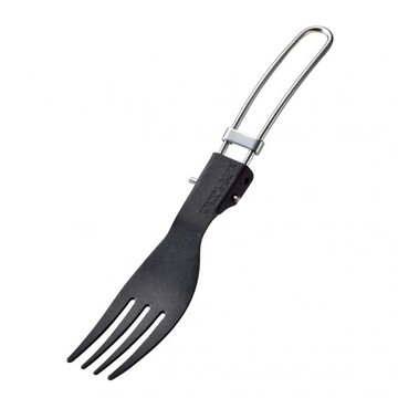 UNIFLAME FD鈦氟折疊叉 U667996 尺寸約16cm 收納尺寸約9.5cm 重量約17g 鈦/黑氟處理  黑色 + 銀色  1支