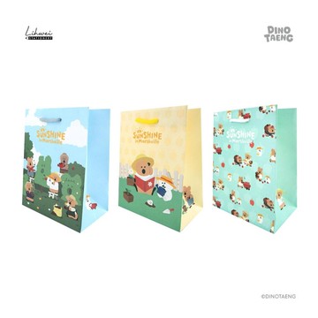 呆萌町DINOTAENG 手提袋(小)-藍/黃/綠