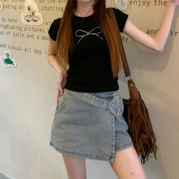夏季新款  短袖T卹 短版上衣 美式辣妹 修身短上衣 顯瘦上衣 女上衣短袖x
