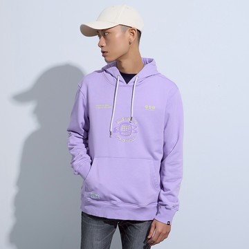 【ERSS】男裝 長袖 t恤 長袖上衣 t恤 厚磅 快樂地球數碼塗鴉帽T - 男 灰紫【K60322】