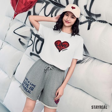 STAYREAL LOVE IS LOVE愛心厚版印花T - 白