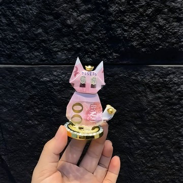 新上架👉招財貓摺紙車載擺件diy材料鈔票貓咪轉轉樂鑲鑽合金招財旋轉底座交換禮物 送朋友禮物
