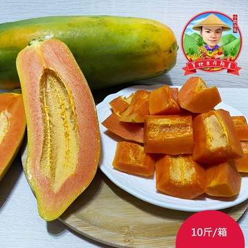 【草地囝仔阿昌】(預購)屏東鹽埔台農2號木瓜10斤x1箱(約8-12顆/箱_產地直送_友善耕種)(下訂後7個工作天內出貨)