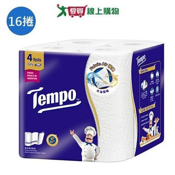 Tempo極吸萬用3層廚房紙巾120張x16捲(箱)【愛買】