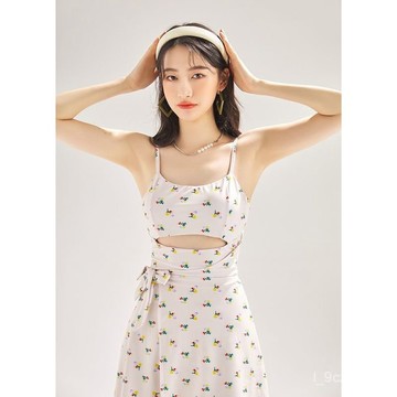 【顯瘦遮肚】夏季小喬泳衣 吊帶A字性感綁帶露背裙式兩件套泳衣女 兩件式泳衣 大尺碼泳衣 大碼泳衣女 微胖泳衣 女生泳衣