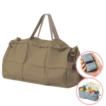 日本 MOTTERU - 輕薄折疊收納手提包/購物袋-卡其棕 (12L)