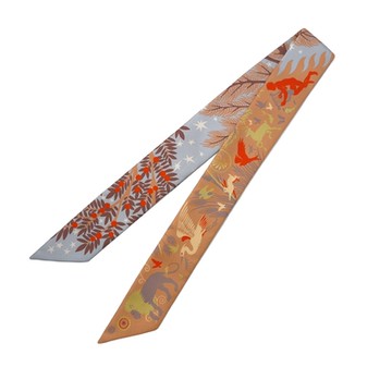 HERMES Twilly絲巾 (藍粉色系) 冒險叢林/希臘神話 le Charme d Orphee