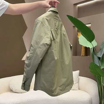 男士秋天外套 新款立體裁剪男士工裝夾克廓形寬鬆春秋季26男翻領百搭時尚外套1002