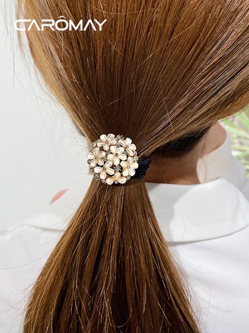 CAROMAY秋冬花朵發繩女發飾扎馬尾皮筋韓國時尚發圈網紅新款