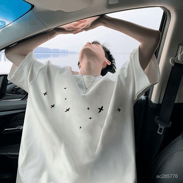 【時尚男裝】重磅短袖T恤男款100%純棉夏季美式痞帥潮流寬鬆oversize半袖T恤