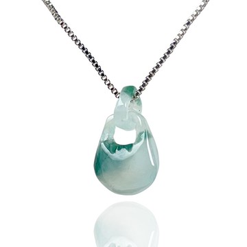 【福到】冰種飄藍花翡翠福袋項鍊 | 天然緬甸玉翡翠A貨 | 送禮