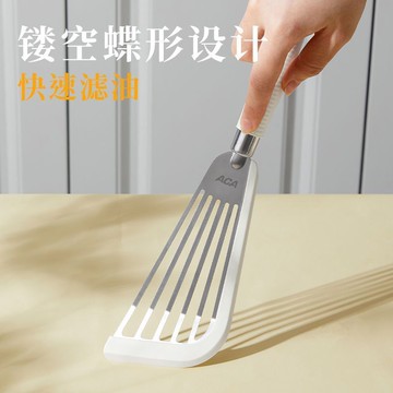 ACA硅膠不鏽鋼蝴蝶鏟耐高溫煎鏟家用廚房煎魚鏟不粘煎蛋牛排鍋鏟