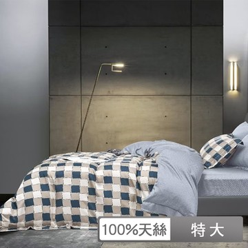 貝兒居家寢飾生活館 100%天絲四件式兩用被床包組 特大雙人 特里爾