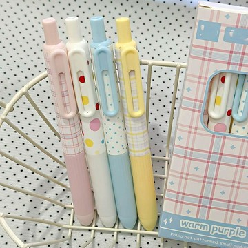 🍭臺灣出貨🍭多巴胺波點素紋按動中性筆高顏值ins風學生專用速幹刷題筆0.5黑筆 刷題筆 中性筆 原子筆 鋼珠筆 好寫