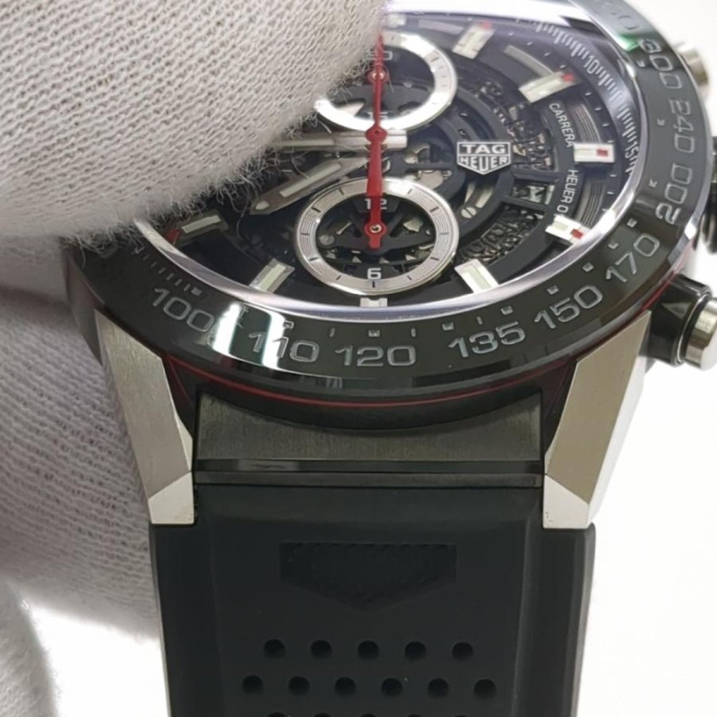 保証付 中古 タグ・ホイヤー カレラ ブラックスケルトン TAG HEUER