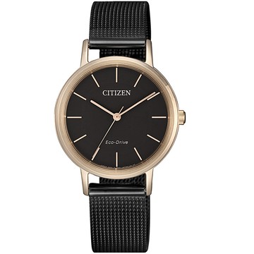 【CITIZEN星辰】LADYS輕時尚光動能女錶-黑 30m