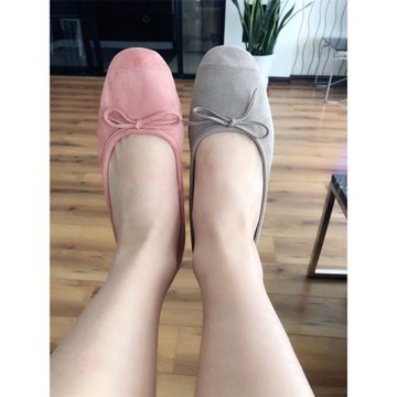 2025新款瓢鞋韓國女鞋淺口芭蕾鞋絨面平底鞋女小香風灰色法式單鞋