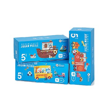 【 JoanMiro 原創美玩】漸進式拼圖-夜光交通款(三種主題拼圖/附英文故事書)