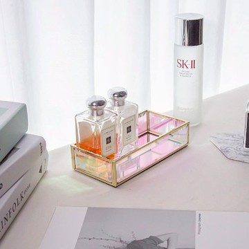 目喜生活 Moosy Life|歐若拉・極光長方鏡面玻璃托盤（XS號）