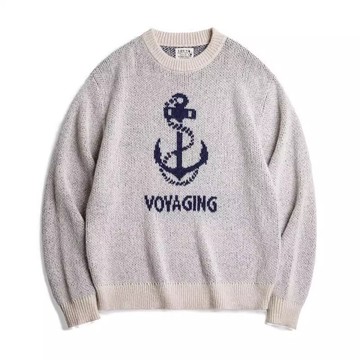 美式時尚潮流圓領毛衣男秋季新款休閒百搭寬鬆上衣男