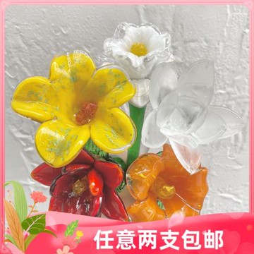 出口國外手工制作玻璃花擺件工藝品情人節禮物禮品