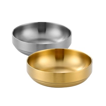 新錸家居 加厚中空防燙隔熱☆2入_12cm-304不鏽鋼多功能韓式碗小菜碟(圓形調味料盤子醬料泡麵餐具)
