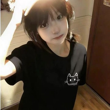 8473 位回訪粉絲🎯美式高街國潮牌可愛貓咪印花男女短袖夏季新款小衆情侶上衣insFDJH