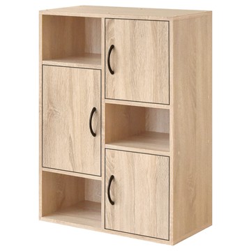 《HOPMA》日式三門三格櫃 台灣製造 收納櫃 置物櫃 書櫃 櫃子-淺橡(漂流)木