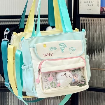免運🔮可愛透明吧唧穀子痛包斜挎包大容量託特包學生上課補習單肩包包女側背包 斜背包 包包 背包 郵差包 肩背包 通懃包 休