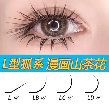 0.07粗度LB狐系漫畫山茶花嫁接睫毛不散根單根多取LC超柔軟中式翹睫L廣角泰系假睫毛超柔軟自然眼睫毛中式美睫美睫店專用