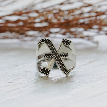 字母戒指英文銀色肉刻字戒指