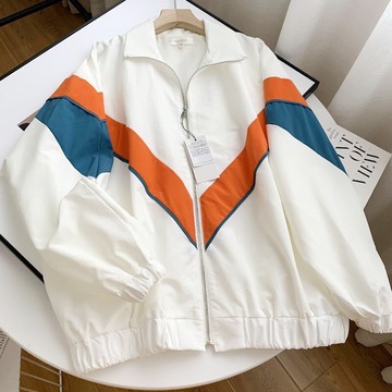 品牌折扣~專柜撤回尾貨大牌外貿女裝個性拼色寬松休閑運動外套新