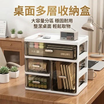 ✨台灣出貨✨辦公桌麵收納盒 抽屜式文具置物架 桌麵抽屜 透明大容量化妝品收納櫃 頂蓋分格 多格抽屜收納盒子化妝盒收納盒