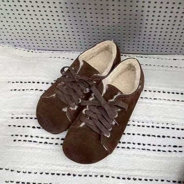 日系刷絨系帶圓頭休閒鞋242252