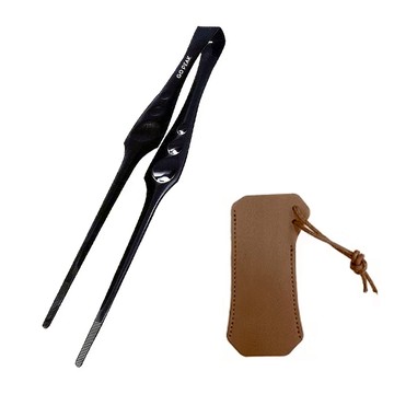 GO PEAK 304不鏽鋼烤肉夾 27x2cm 含皮套  黑色  1支