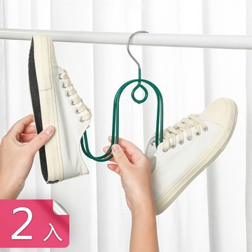 【荷生活】加厚材質防滑不易生鏽鞋架 結實耐用底部掛圈曬鞋掛架-2入組