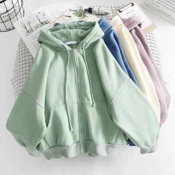 【LANNI 藍尼】★ 韓版學生連帽衛衣開衫外套(連帽外套/韓版外套/風衣)