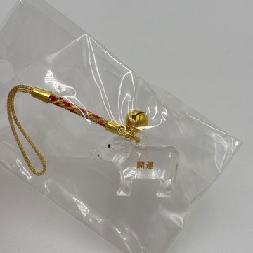 干支根付  開運金牛吊飾  透明