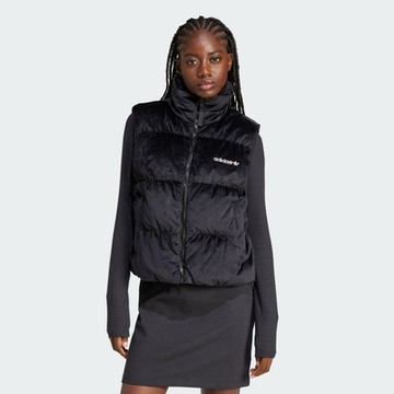 ADIDAS ORIGINALS 愛迪達 阿迪達斯 三葉草 女 羽絨背心 休閒背心-黑色 VELVET VEST-JE7217
