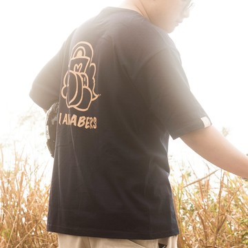 EABERS｜雲端主題 短袖 T恤【R175】【男女款】【深藍色/卡其色】100% 純棉 落肩 圓領 撞色 素T 上衣