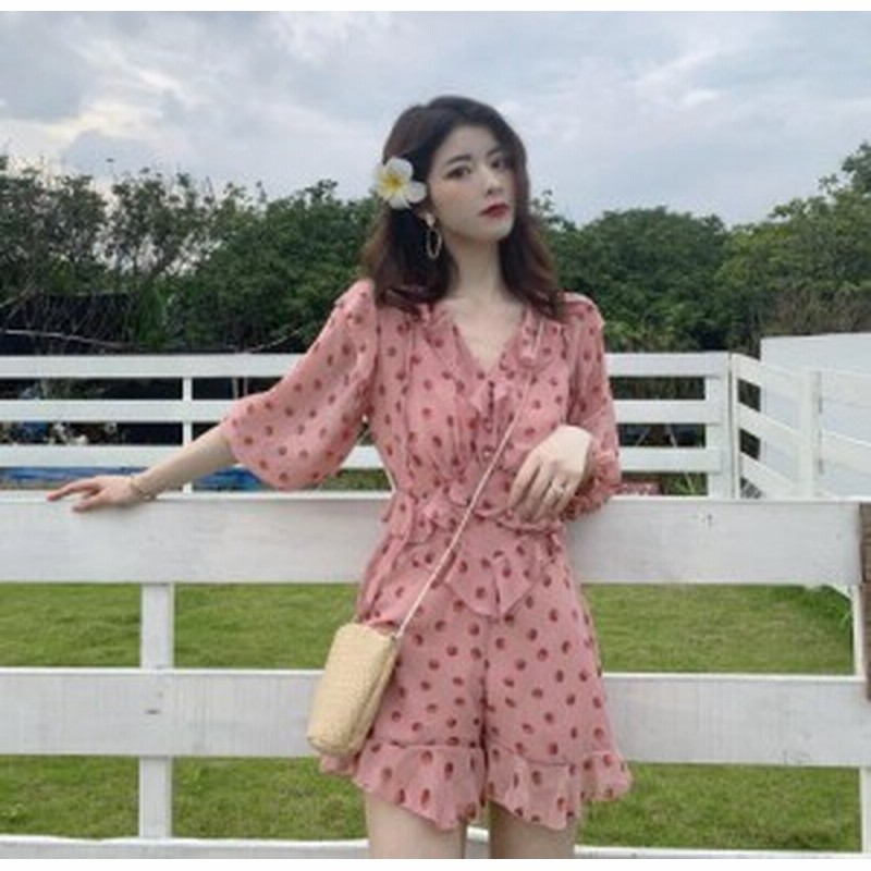 取り寄せ レディース オールインワン サロペット コンビネゾン つなぎ ショートパンツ ドット 水玉 Vネック 七分袖 エレガント フェミ 通販 Lineポイント最大1 0 Get Lineショッピング