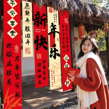 【台灣出貨】新年裝飾氛圍佈置道具條幅盒子2026馬年春節元旦商場活動背景擺件 新年裝飾 過年佈置 布條條幅 新年氛圍背景